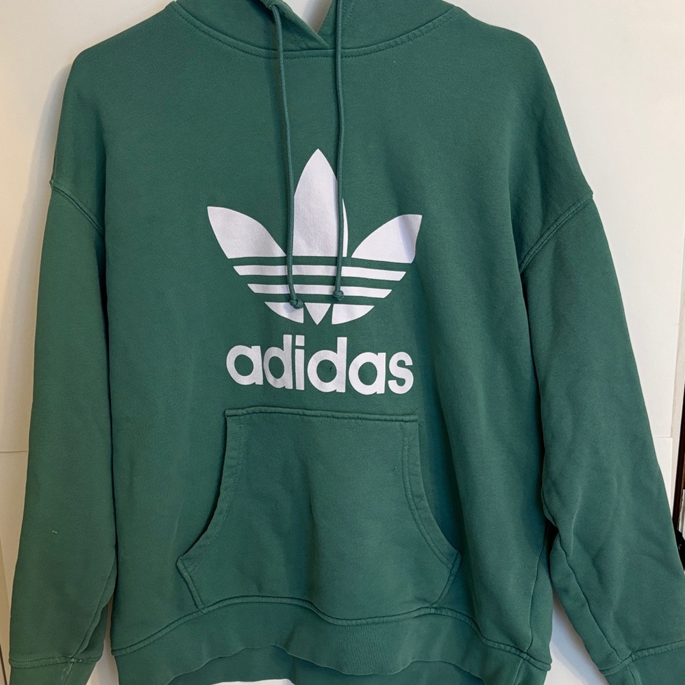 Adidas Forest Green Hoodie with White Trefoil